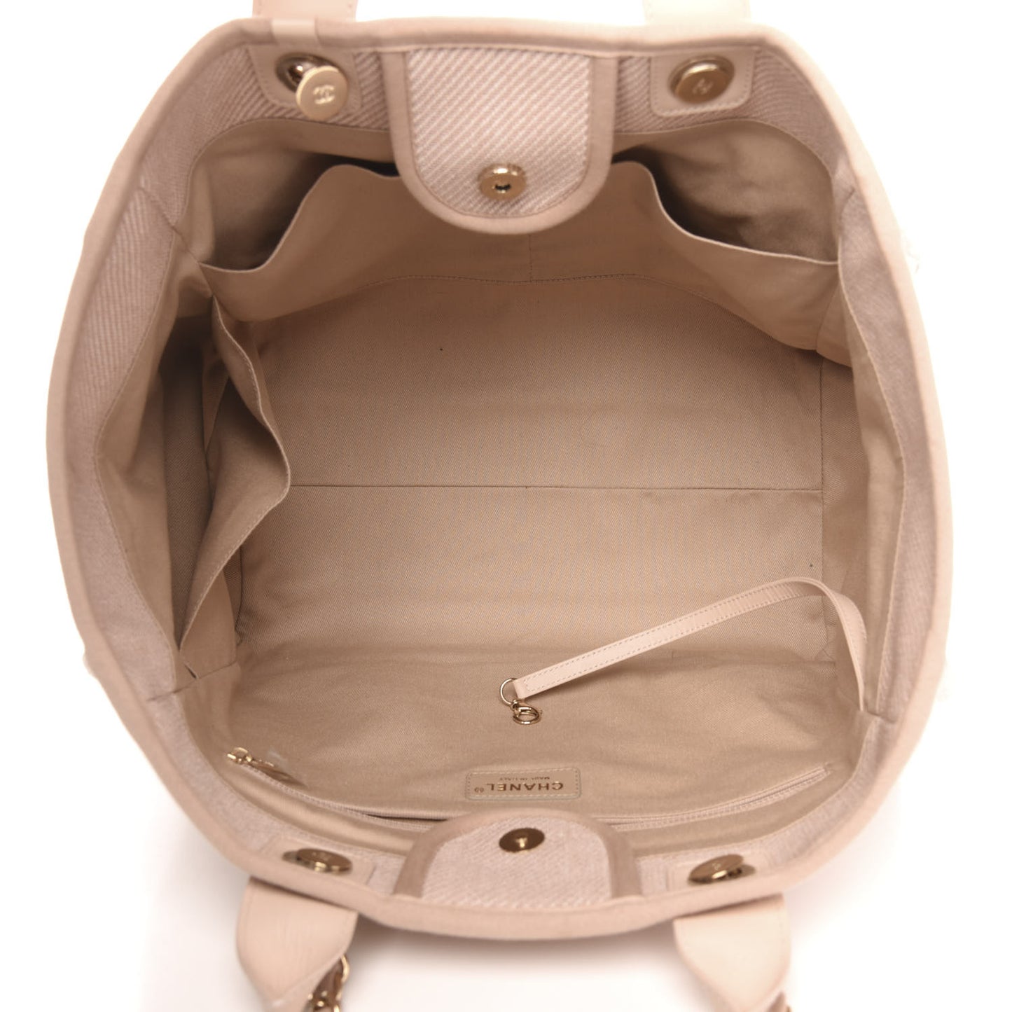 Mixed Fibers Calfskin Medium Deauville Tote Beige