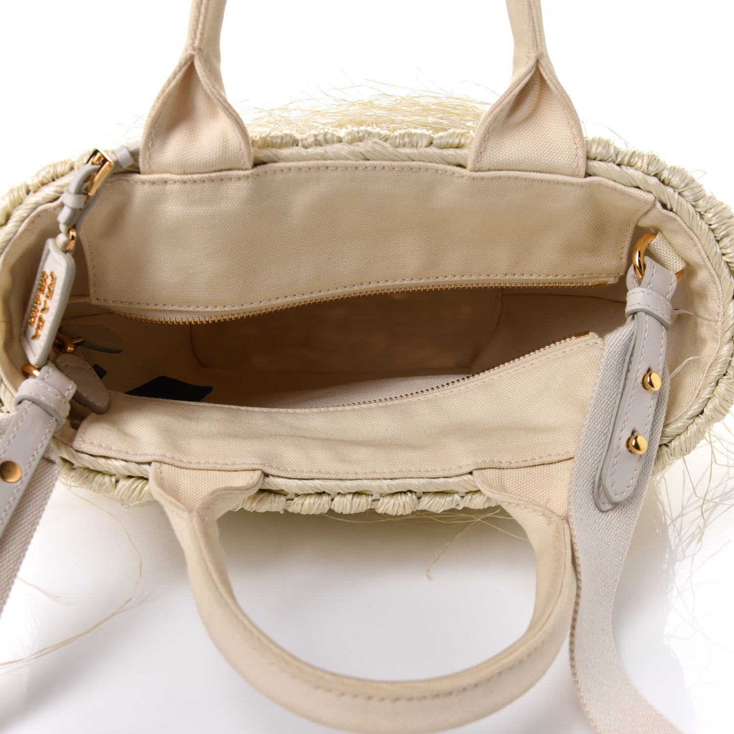 Prada Wicker Woven Straw Fringe Small Convertible Basket Bag Naturale 8 of 10