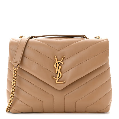 Saint Laurent Calfskin Y Quilted Monogram Small Loulou Chain Satchel Dark Beige 1 of 13