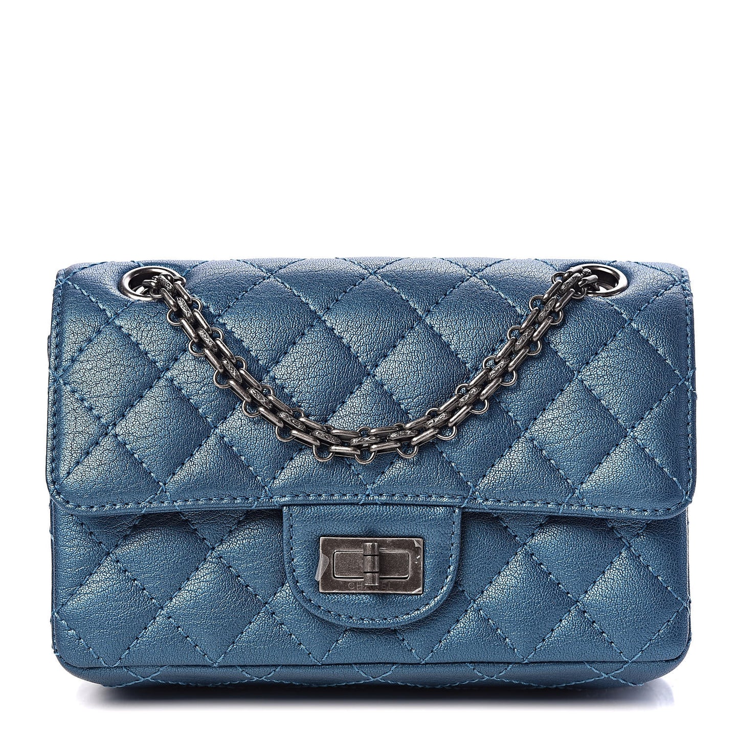 Metallic Sheepskin Quilted 2.55 Reissue Mini Flap Blue