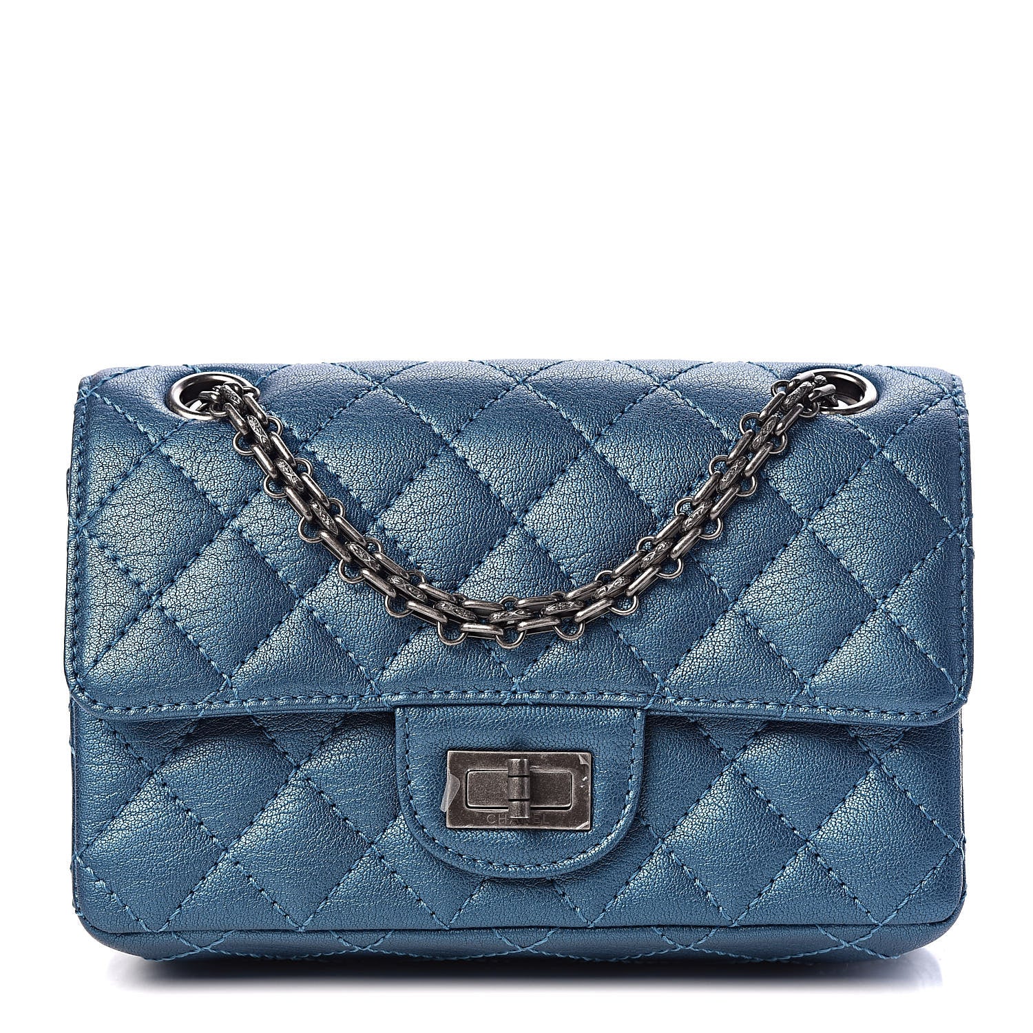 Chanel Metallic Sheepskin Quilted 2.55 Reissue Mini Flap Blue 1 of 11
