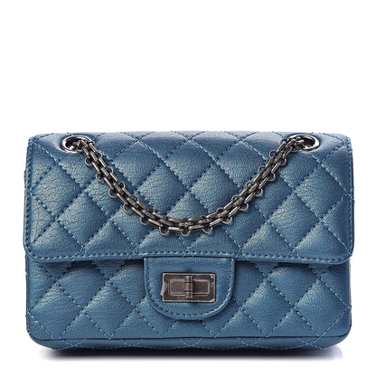 Chanel Metallic Sheepskin Quilted 2.55 Reissue Mini Flap Blue 1 of 11
