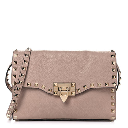 Valentino Garavani Pebbled Calfskin Medium Rockstud Flip Lock Crossbody Bag Poudre 1 of 20