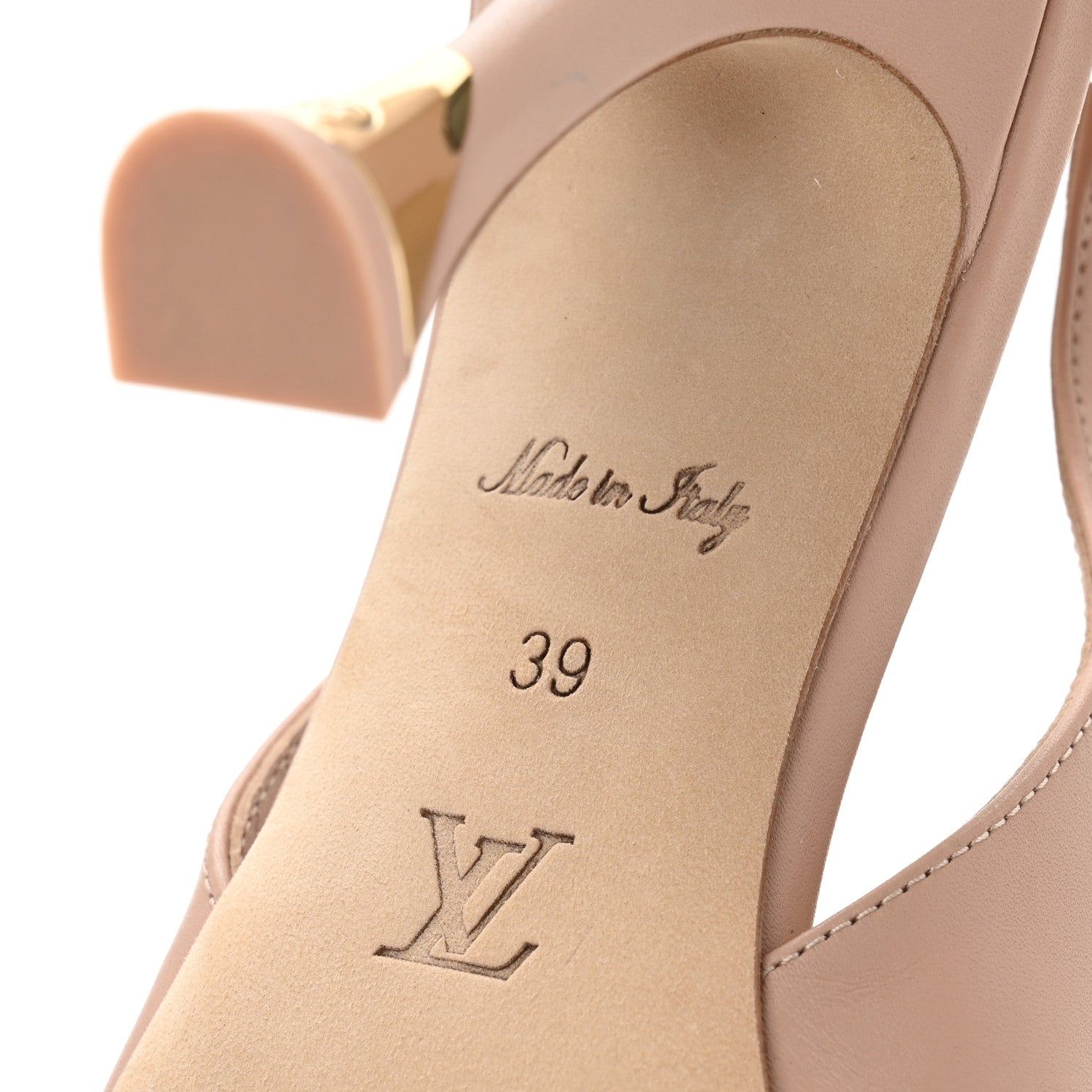Louis Vuitton Calfskin Sparkle Slingback Pumps 39 Nude 7 of 9