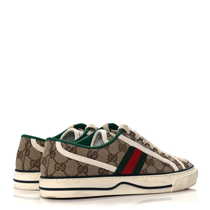 Gucci GG Monogram Web Womens 1977 Tennis Sneakers 37 Beige Ebony Mystic White 4 of 12