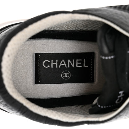 Chanel Calfskin Mesh Lycra Suede Womens Logo Sneakers 38.5 Black 7 of 8