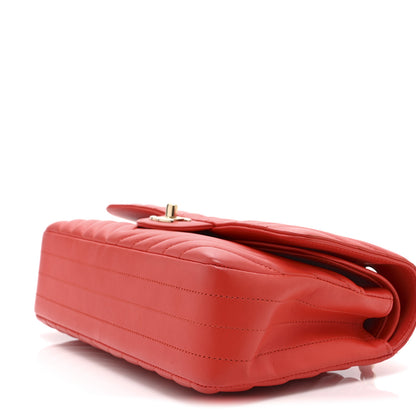 Chanel Lambskin Chevron Quilted Medium Double Flap Red 10 of 10