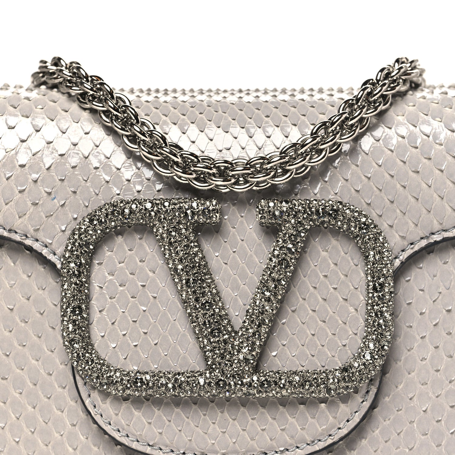 Valentino Garavani Snakeskin Crystal Vlogo Small Loco Shoulder Bag