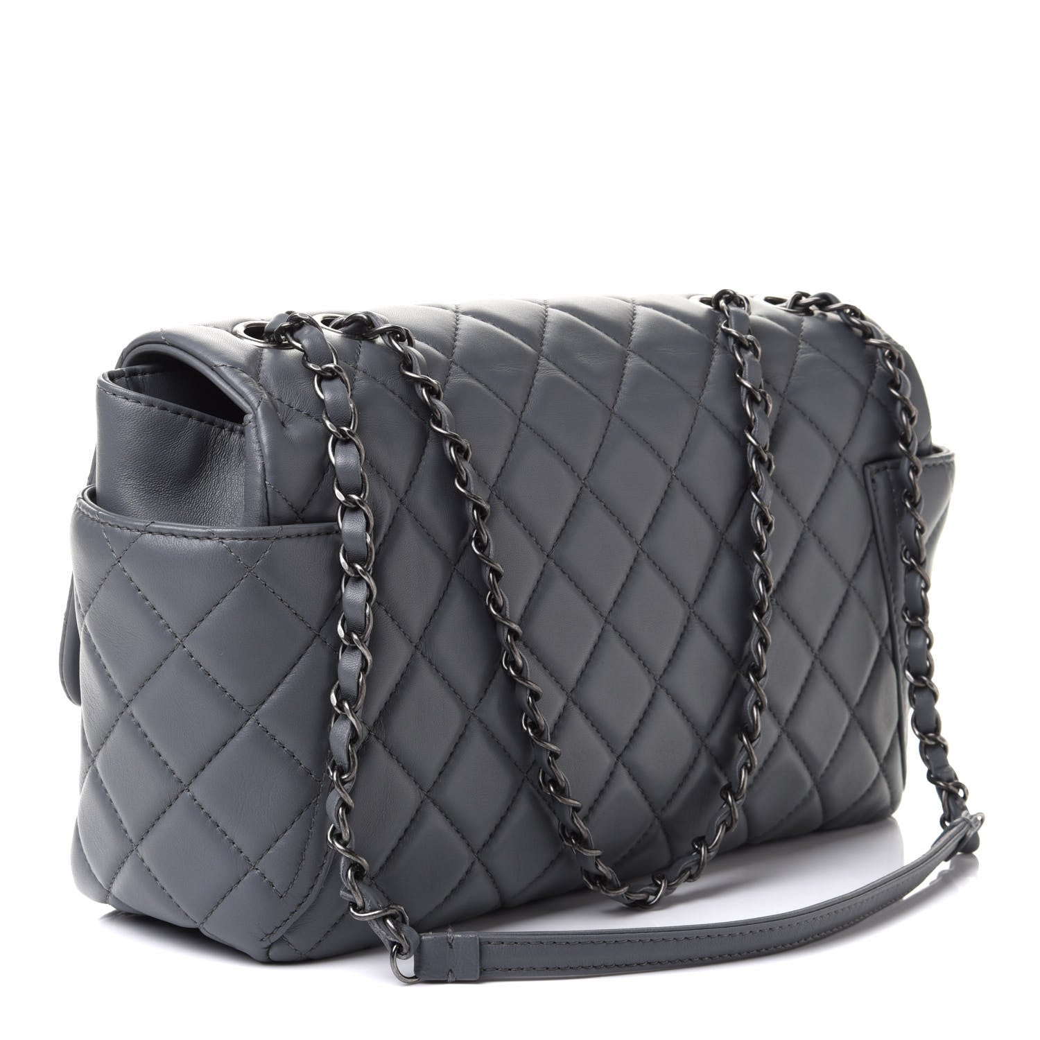 Chanel Lambskin Large Around Pockets Flap Dark Grey 2 of 10