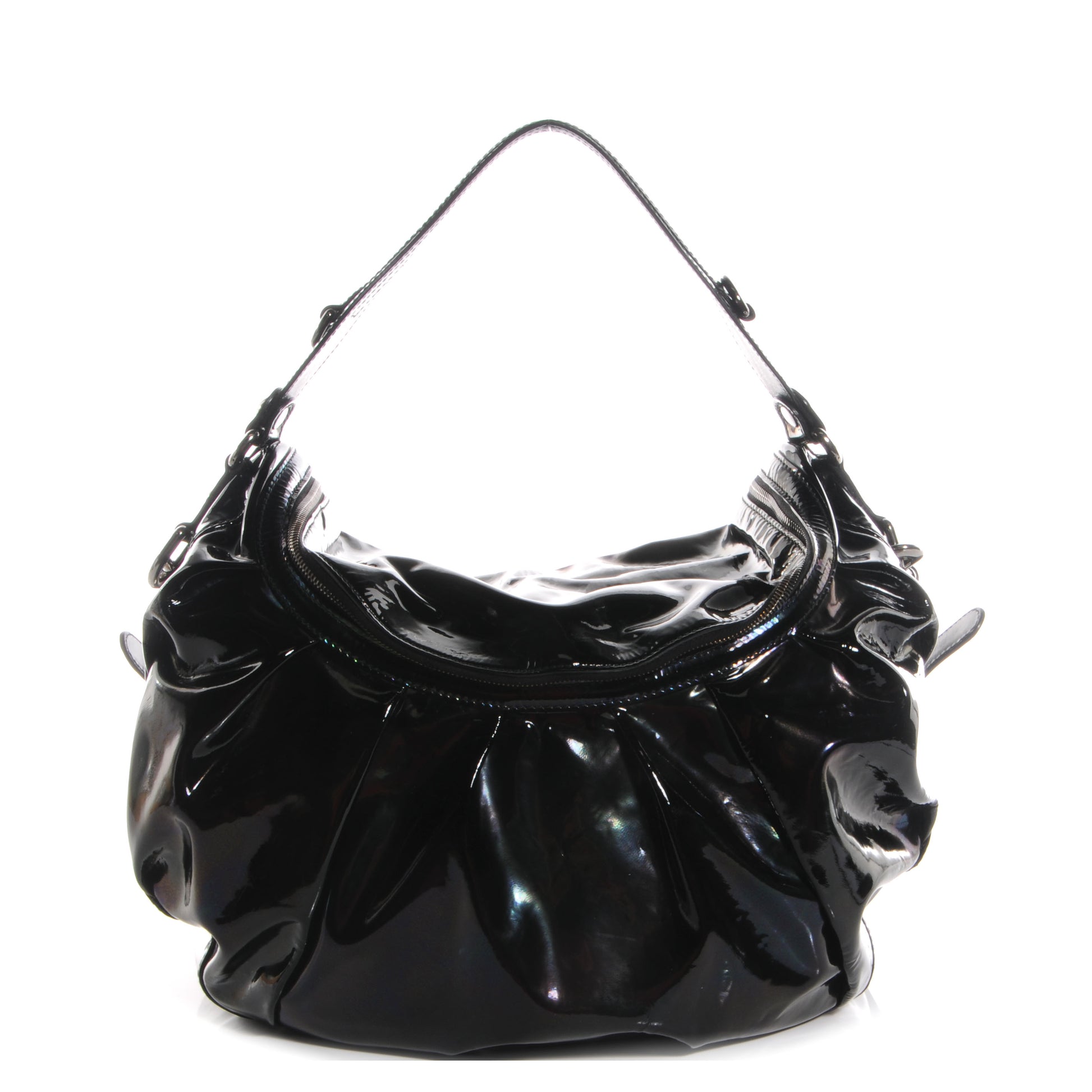 Gucci Iridescent Patent Medium Icon Bit Shoulder Bag Black 1 of 7