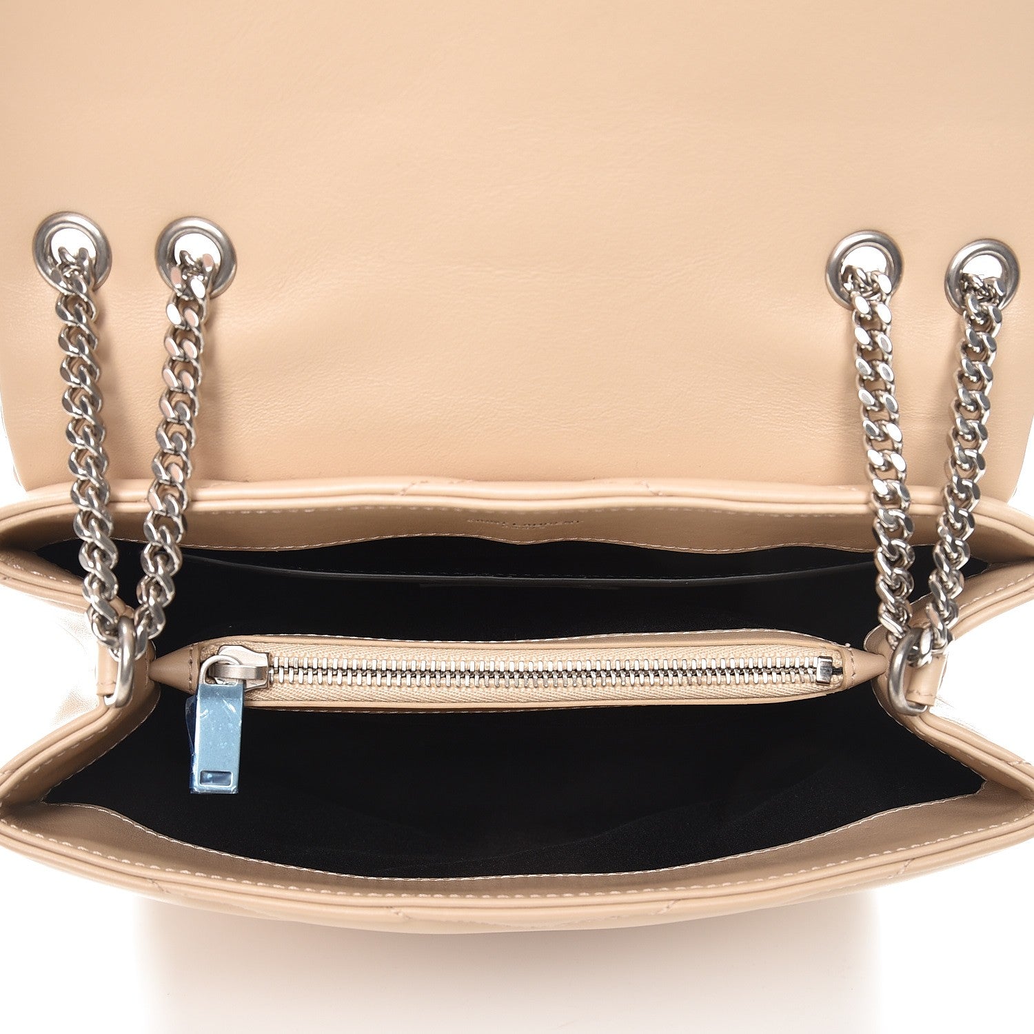 Saint Laurent Calfskin Y Quilted Monogram Small Loulou Chain Satchel Nude Powder 6 of 10