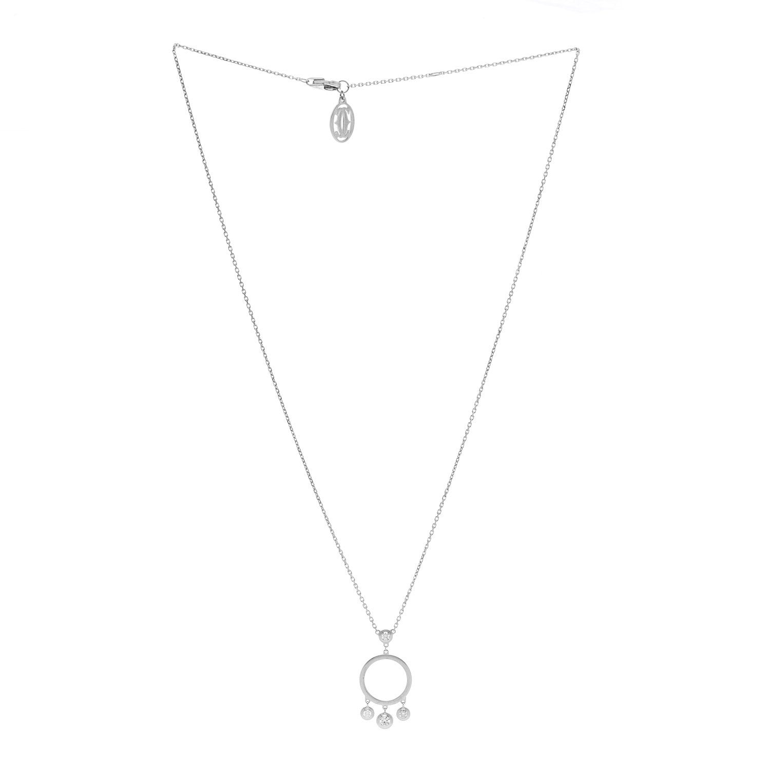 Cartier 18K White Gold Diamond Legers Drop Necklace 3 of 6