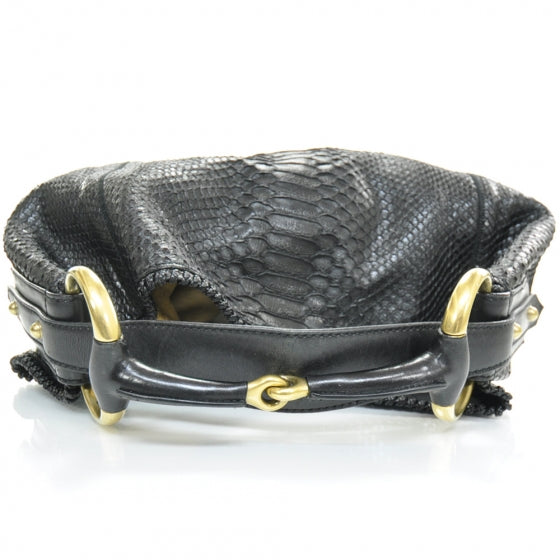Python Large Horsebit Chain Hobo Black