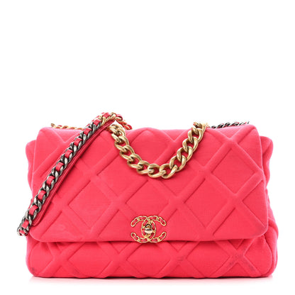 Chanel Jersey Lambskin Quilted Maxi Chanel 19 Flap Dark Pink 1 of 14