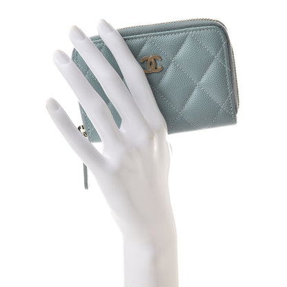 Chanel Iridescent Caviar Quilted Zip Coin Purse Light Blue 2 of 8