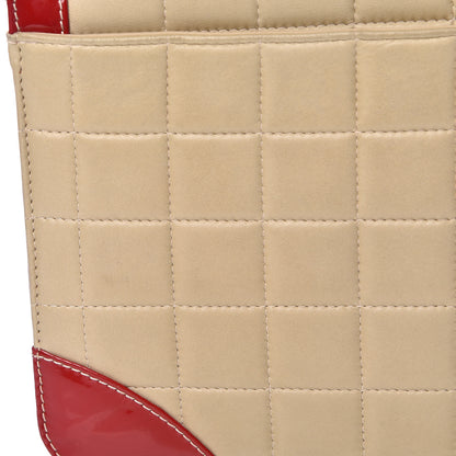 Chanel Lambskin Patent Chocolate Bar Flap Beige Red 13 of 15