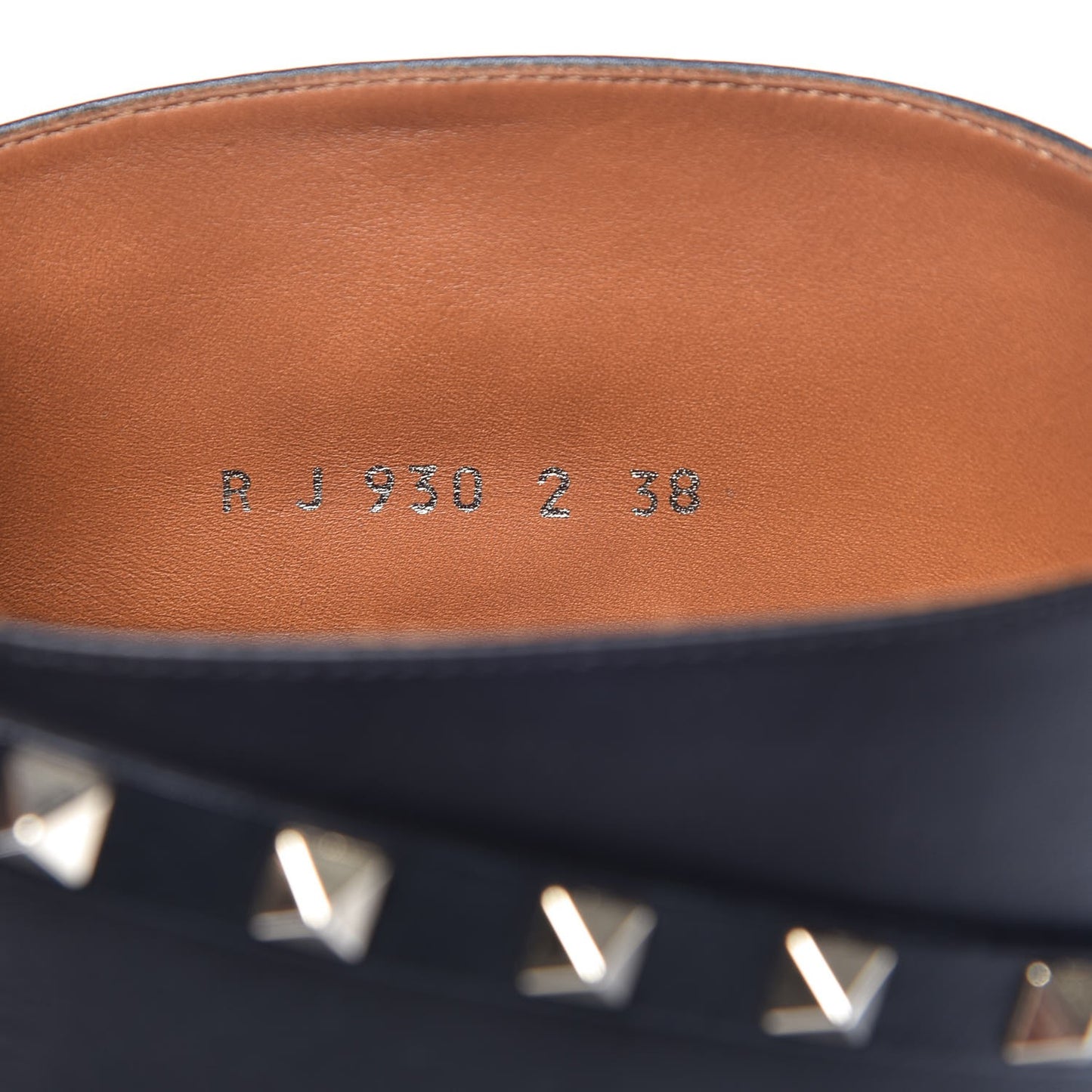 Calfskin Rockstud Knee High Flat Boots 38 Black