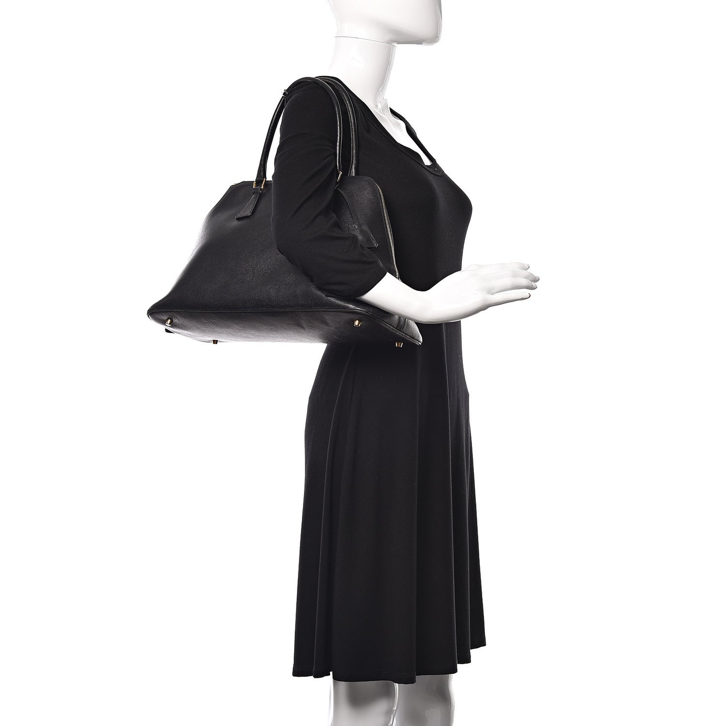 Saffiano Top Handle Dome Satchel Black