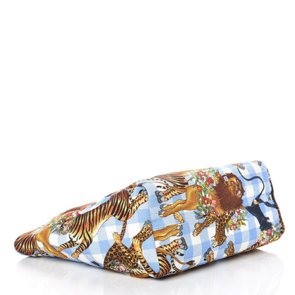 Gucci Canvas Kids Felines Vichy Print Tote Clear Sky Blue 4 of 9