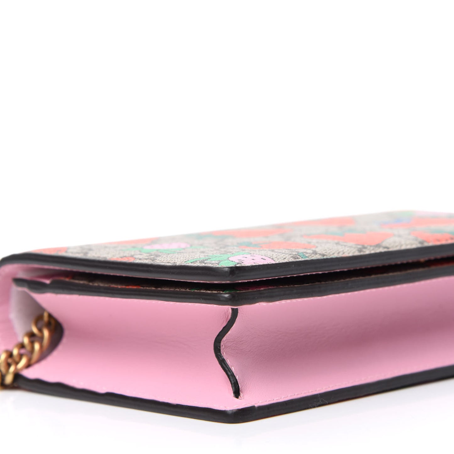 GG Supreme Monogram Strawberry Chain Wallet