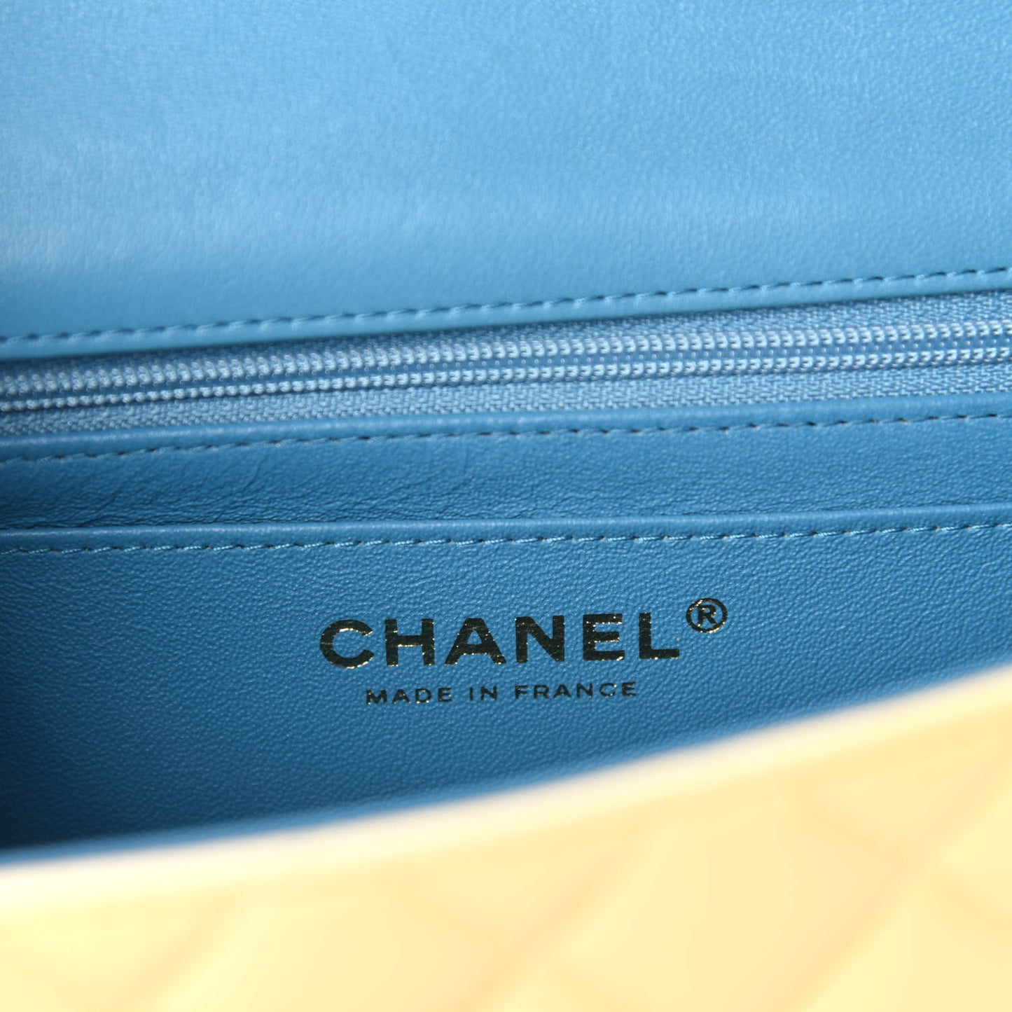 Lambskin Quilted Mini Rectangular Flap Yellow Blue