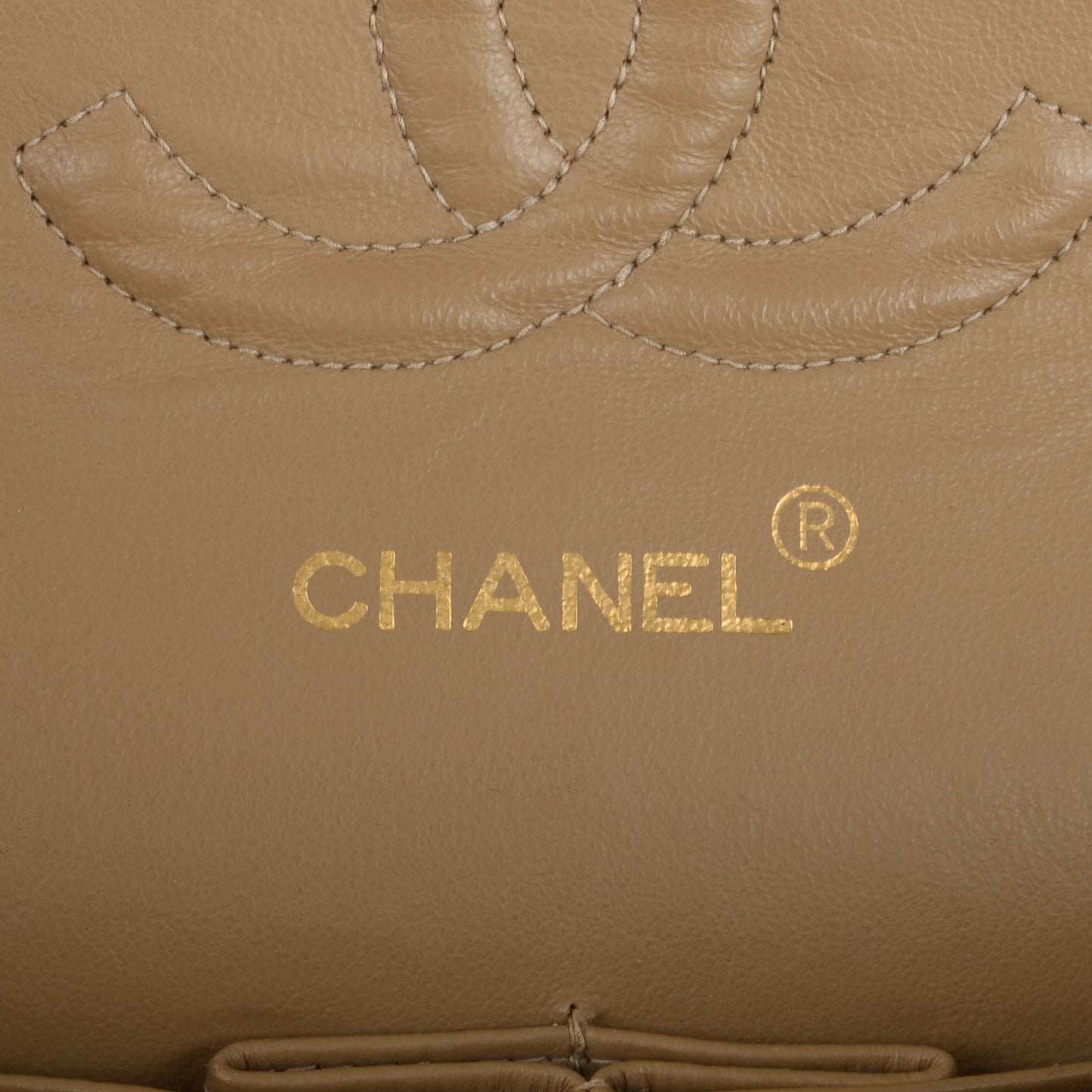 Lambskin Quilted Medium Double Flap Beige