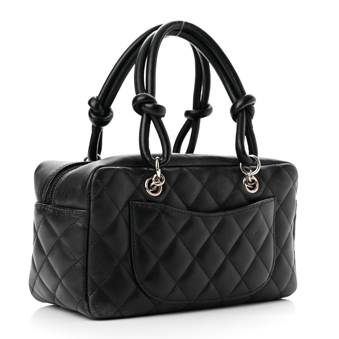 Calfskin Quilted Small Cambon Bowler Black White
