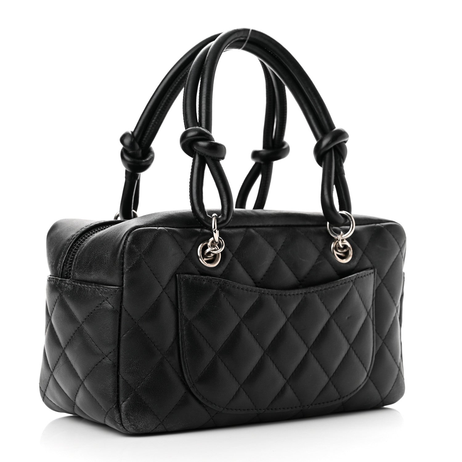 Chanel Calfskin Quilted Small Cambon Bowler Black White 3 of 10