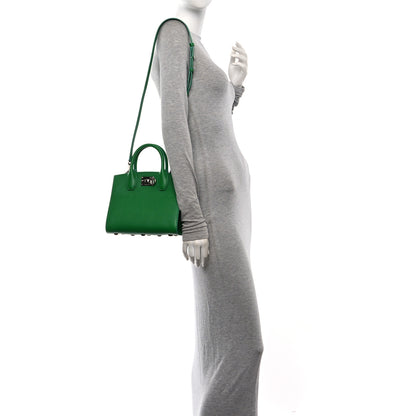 Salvatore Ferragamo Hammered Calfskin Small The Studio Box Bag Green 2 of 9