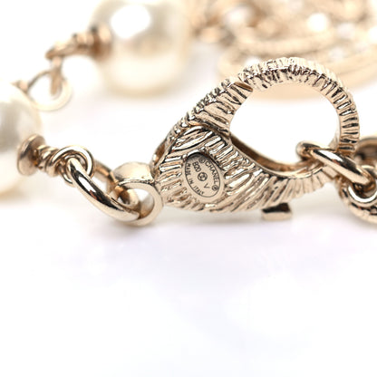 Chanel Pearl Crystal CC Bracelet Gold 4 of 5