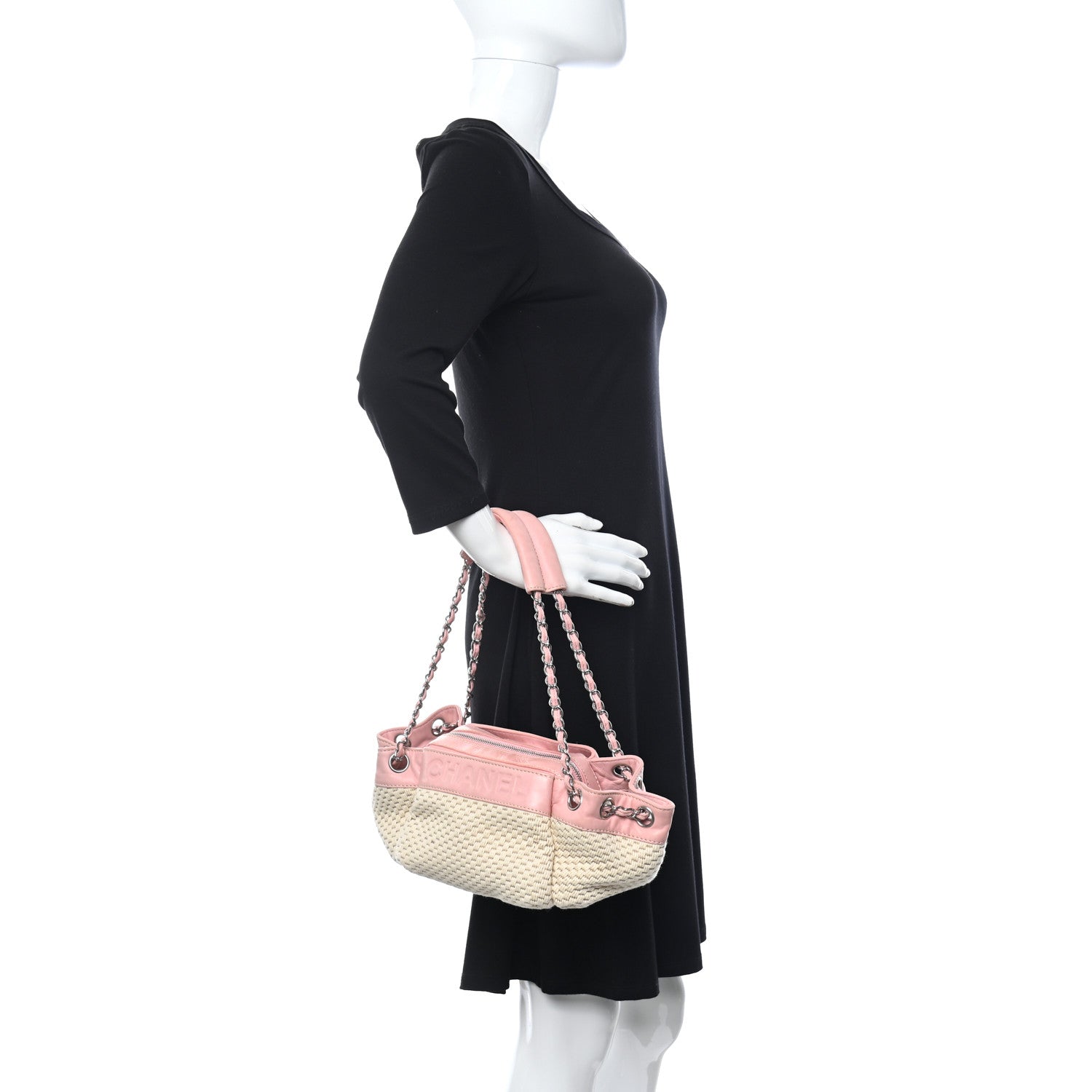 Chanel Canvas Woven Lambskin Lax Accordion Hobo Pink 2 of 11