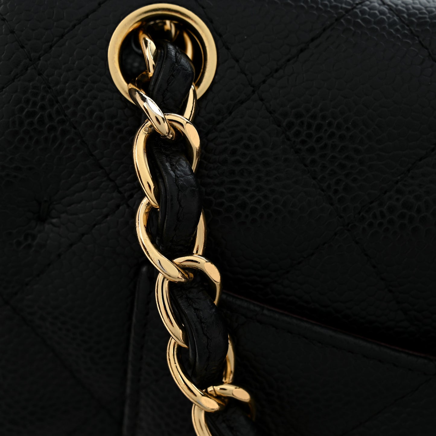 Caviar Quilted Jumbo Double Flap Black