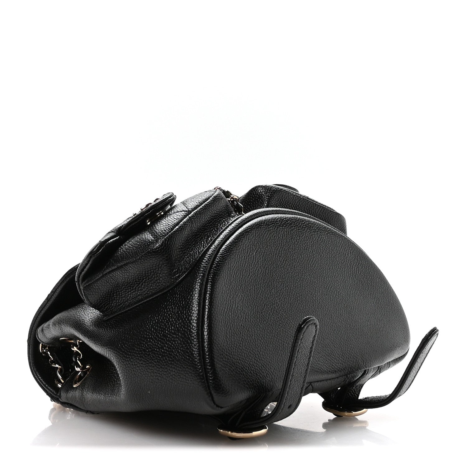 Chanel Shiny Caviar Quilted Small Duma Pockets Drawstring Backpack Black 4 of 10