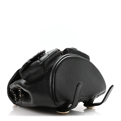 Chanel Shiny Caviar Quilted Small Duma Pockets Drawstring Backpack Black 4 of 10