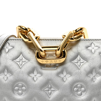 Louis Vuitton Lambskin Embossed Monogram Coussin BB Silver 5 of 10