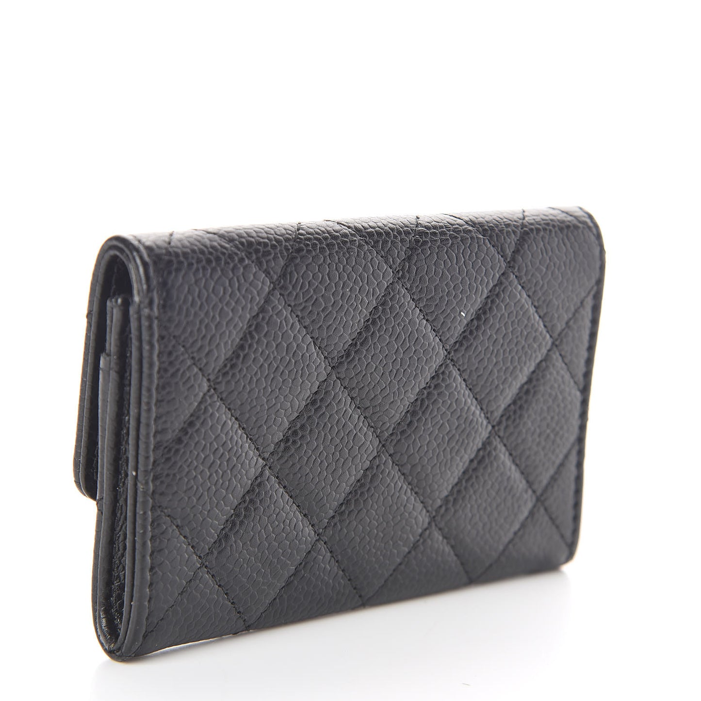 Caviar Quilted Flap Card Holder Black