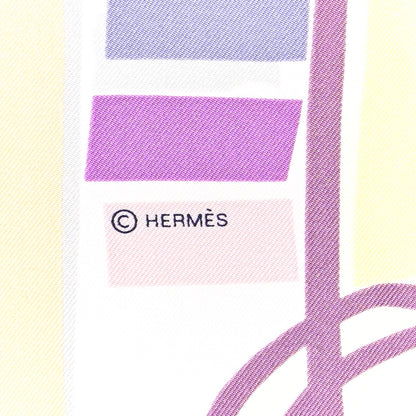 Hermes Silk Jersey Sea Surf and Fun Scarf 90 Rose Pale Mauve Jaune Soufre 3 of 6