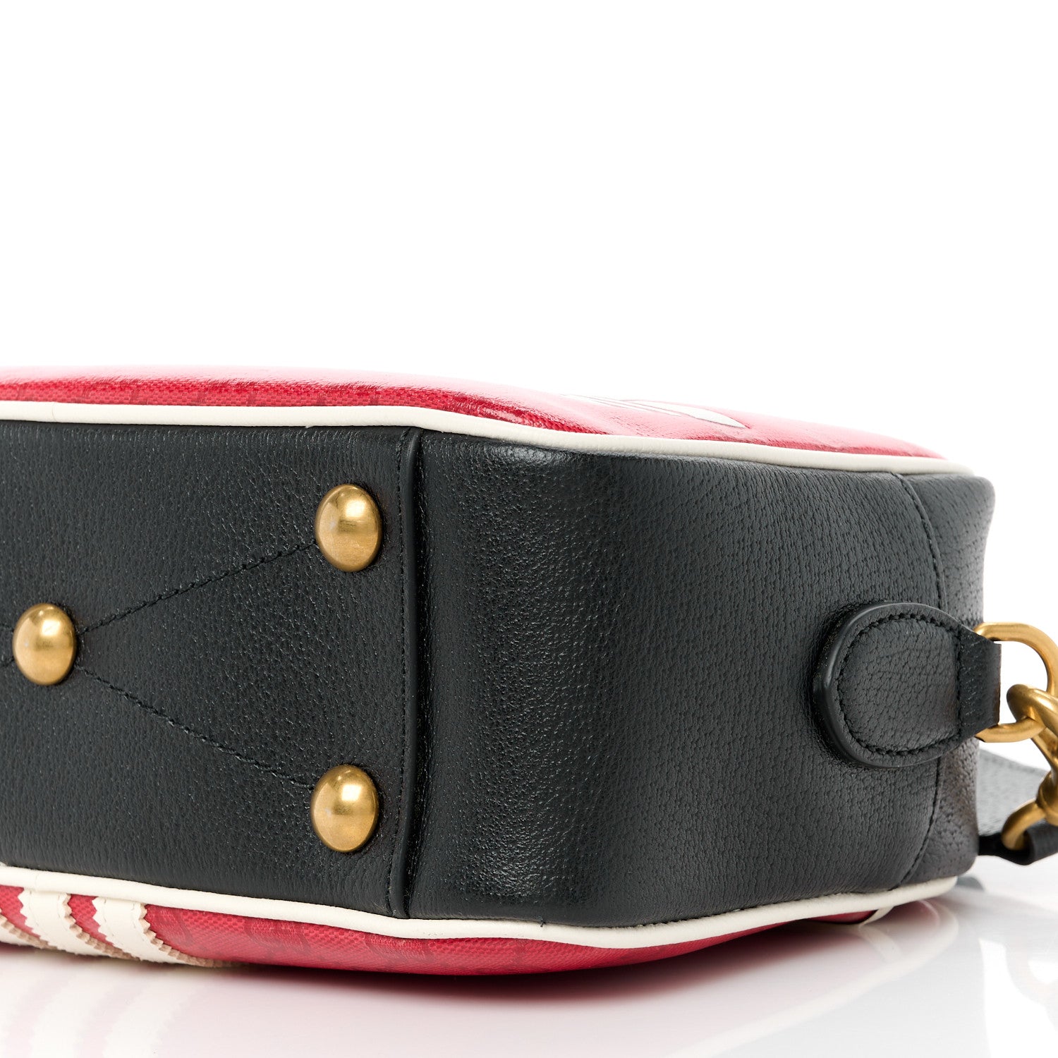 Gucci X ADIDAS Crystal Vintage Monogram Textured Dollar Calfskin Web Trefoil Logo Small Messenger Bag Hibiscus Red Off White Black 11 of 11