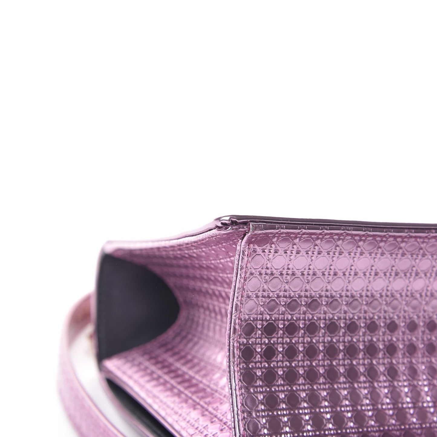 Metallic Patent Micro-Cannage Medium Diorama Flap Bag Pink