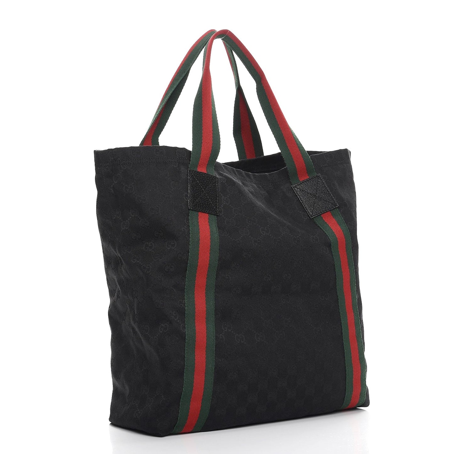 GG Monogram Medium Web Handle Vertical Tote Black
