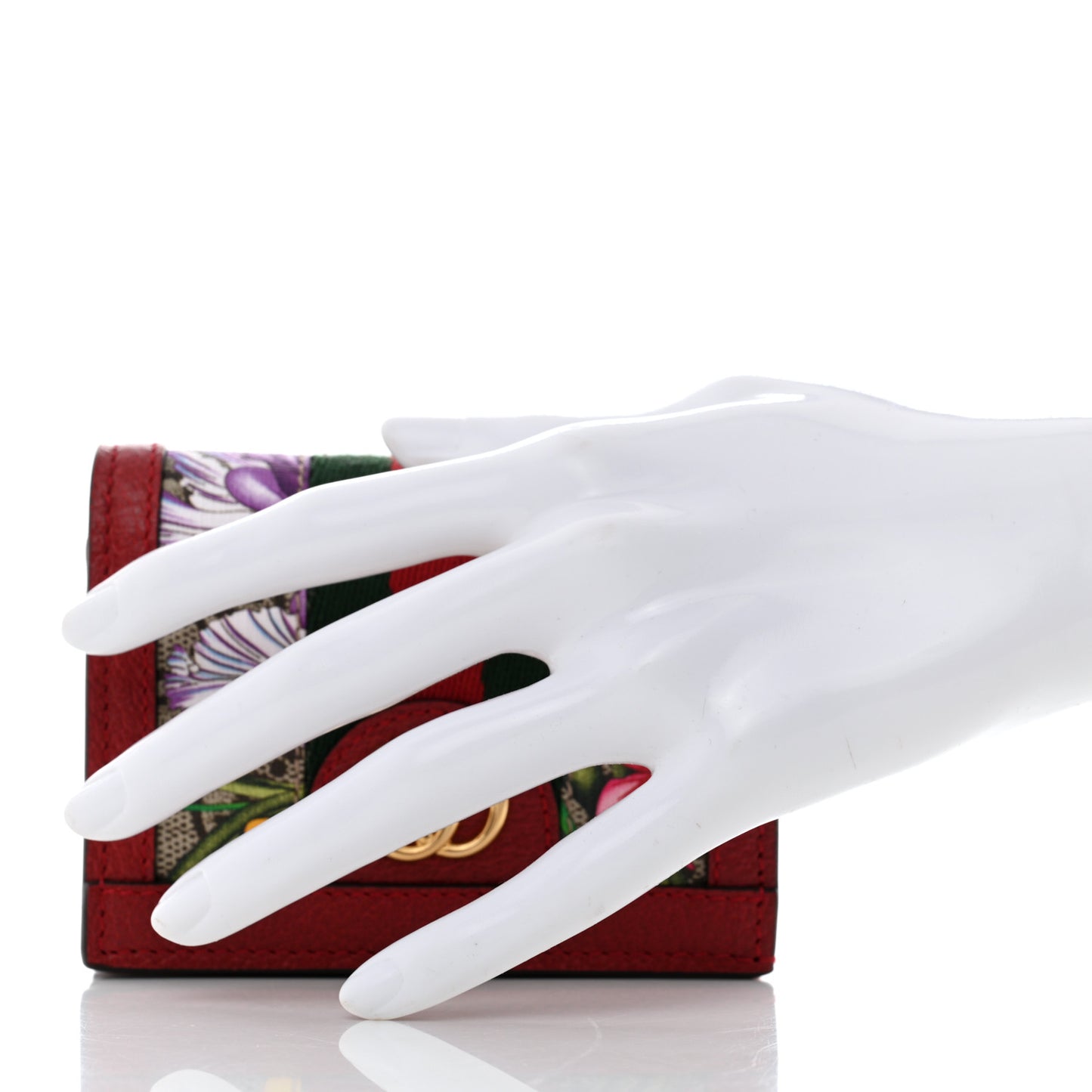 GG Supreme Monogram Flora Web Ophidia Card Case Red