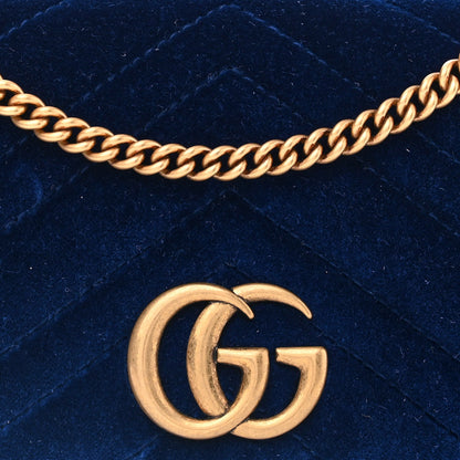 Gucci Velvet Matelasse GG Marmont Mini Bag Cobalt Blue 7 of 12
