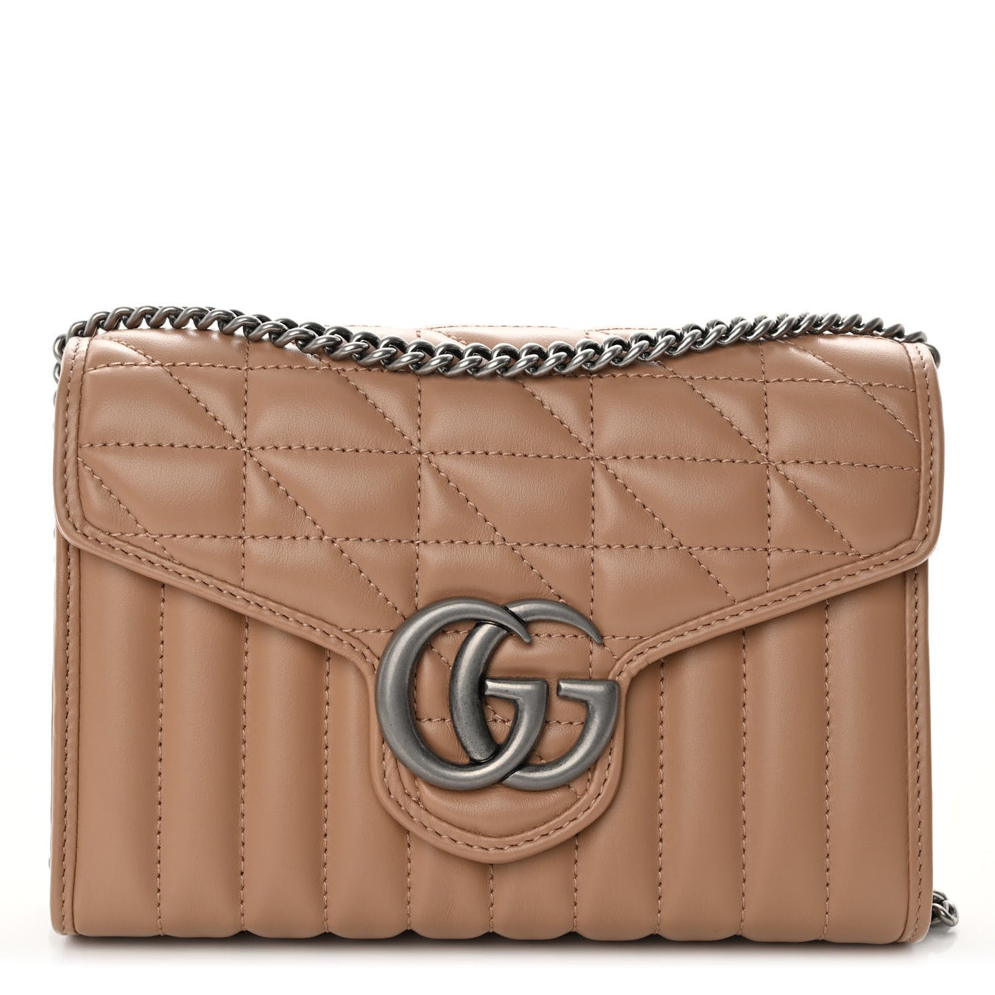 Calfskin Matelasse Aria GG Marmont Chain Wallet Camelia