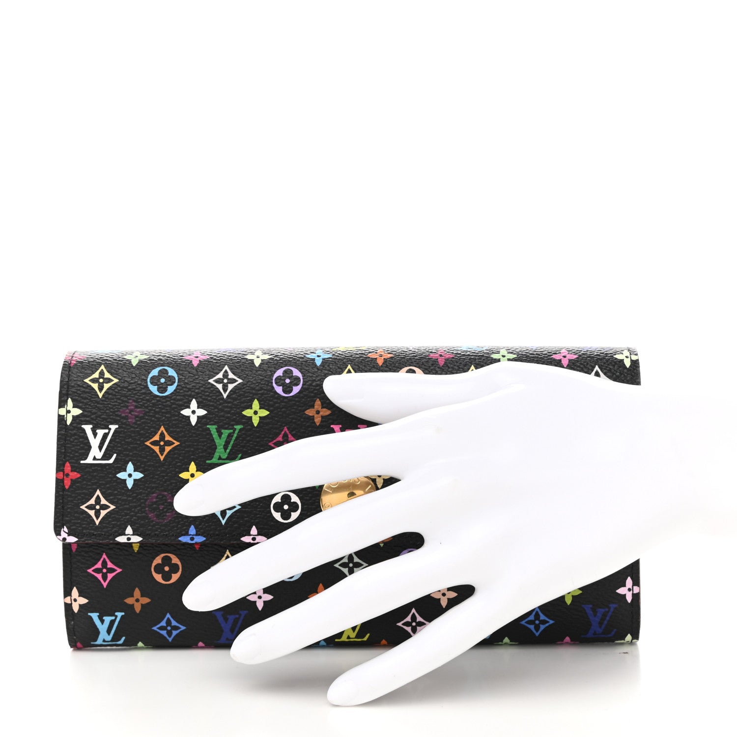 Louis Vuitton Monogram Multicolor Sarah Wallet Black Violet 2 of 8