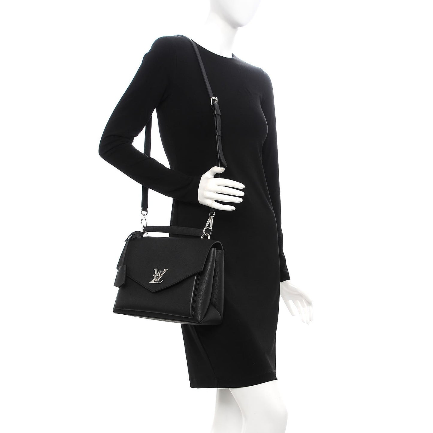 Soft Calfskin My Lockme Top Handle Black