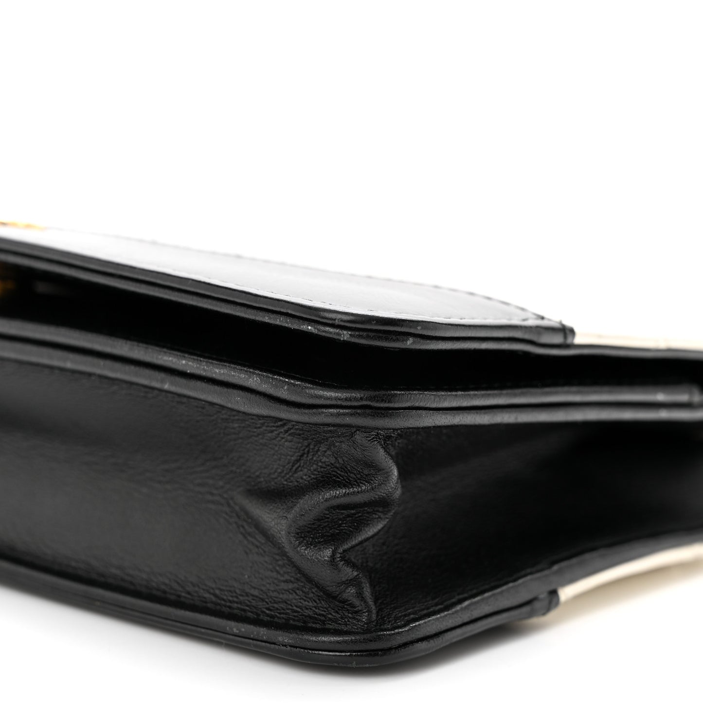 Aged Calfskin Quilted Gabrielle Wallet On Chain WOC White Black