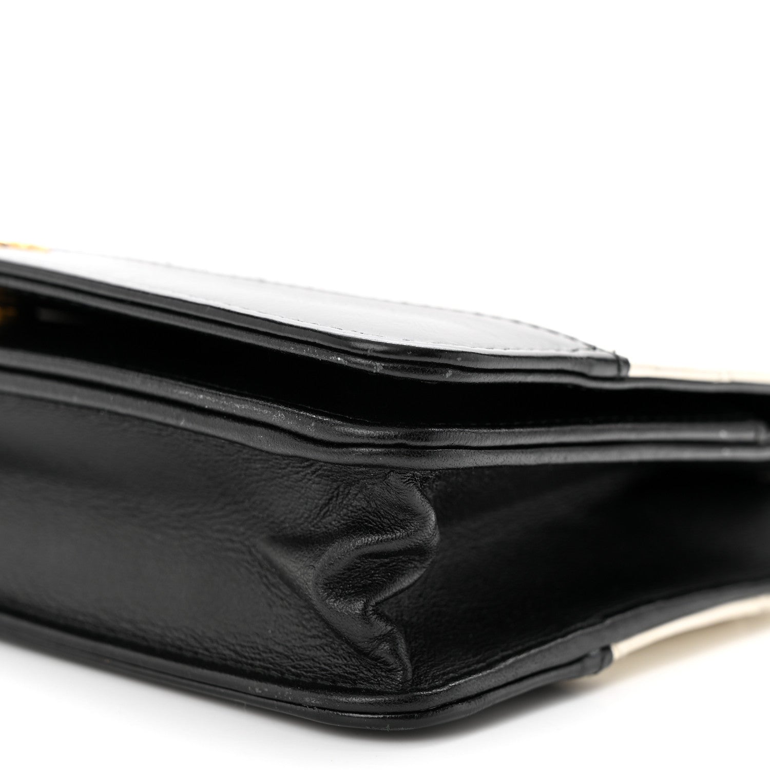 Chanel Aged Calfskin Quilted Gabrielle Wallet On Chain WOC White Black 11 of 14