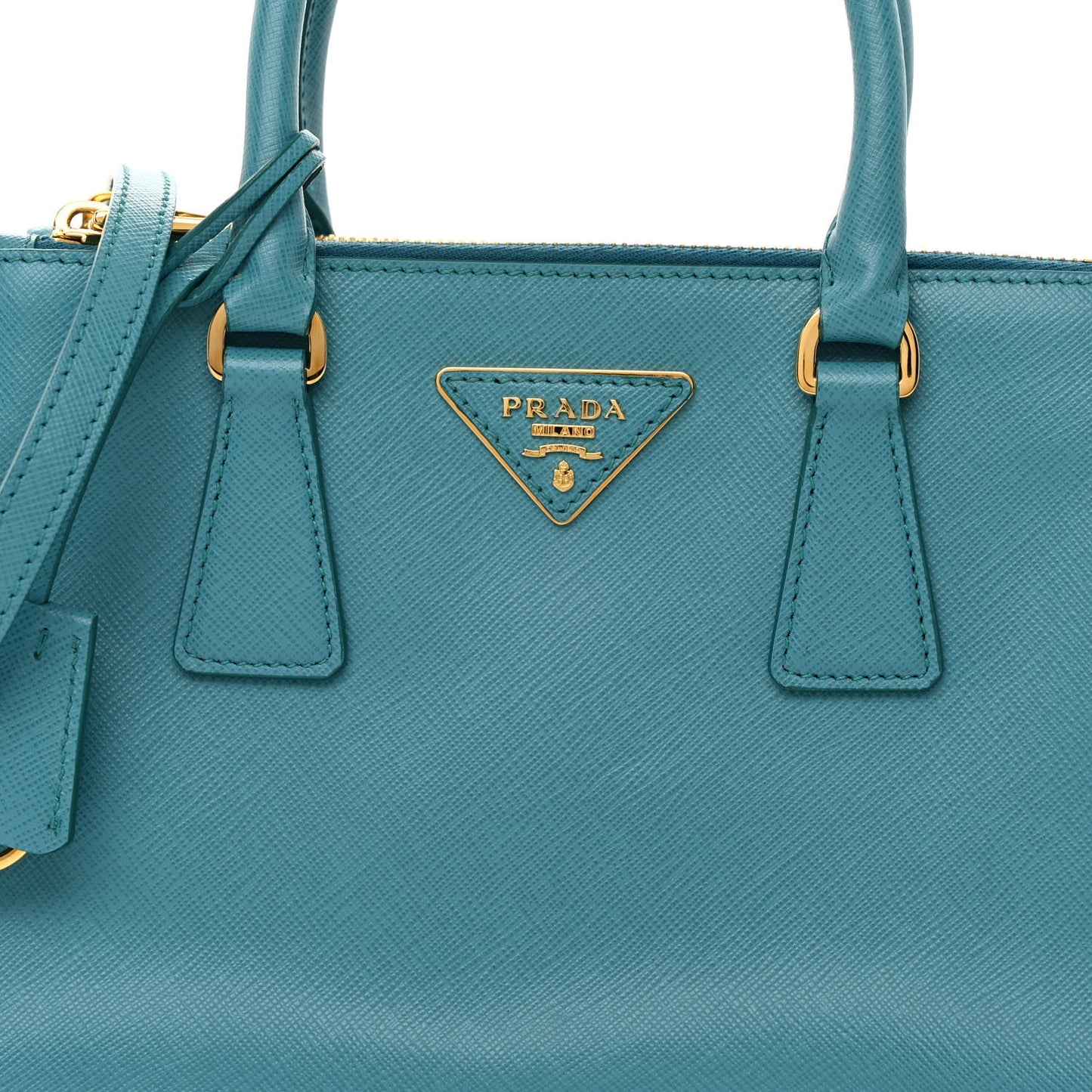 Saffiano Lux Mini Galleria Double Zip Tote Turchese