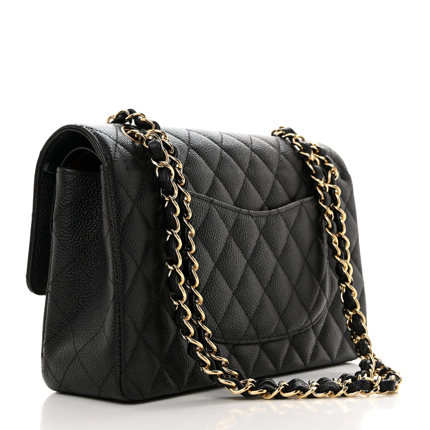 Caviar Quilted Medium Double Flap Black