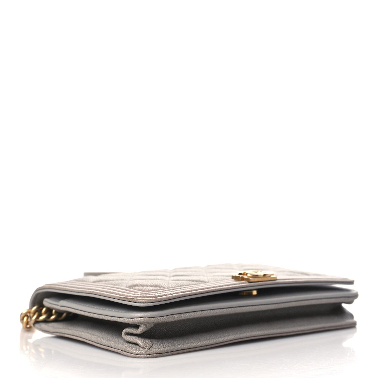 Chanel Caviar Quilted Boy Wallet On Chain WOC Grey 5 of 12